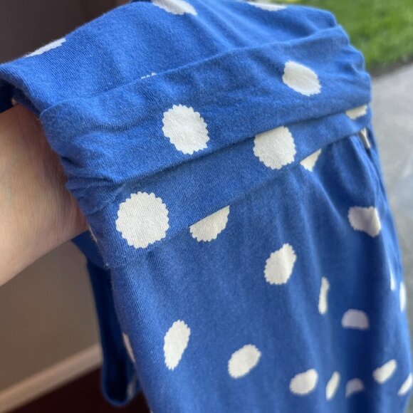 Bardot Margot Polka Dot Scoop Neck Dress 8L Blue White Ruched Waist - Picture 11 of 11